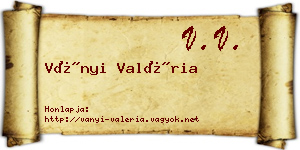 Ványi Valéria névjegykártya