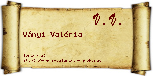 Ványi Valéria névjegykártya